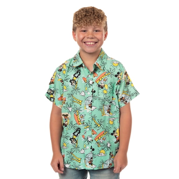Disney Mickey and Friends Hawaiian Shirt Boys' Woven Button-Up Top