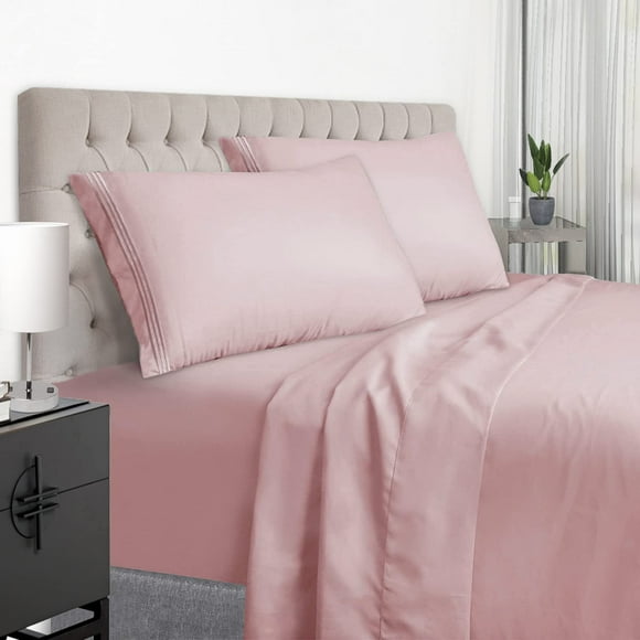 Juego de sábanas EaseHome Pink Queen Size 100% microfibra cepillada