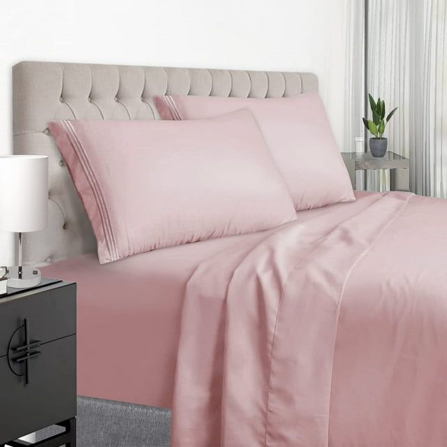 Juego de sábanas EaseHome Pink Queen Size 100% microfibra cepillada