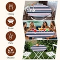 thumbnail image 7 of Navy Blue Pink Striped Round Tablecloth, Fitted Table Cover with Elastic for 55"-60" Round Tables, Gradient Horizontal Lines Table Cloth Outdoor Indoor Dinning Party Waterproof Tablecloths, 7 of 7