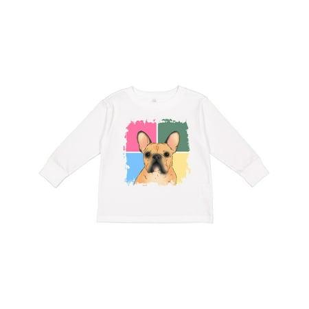 

Inktastic Sable French Bull Dog on Colored Squares Boys or Girls Long Sleeve Toddler T-Shirt