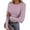 Pink, variant on Hrsba Womens Plus Size Pullover Tops , Women Casual Tops Womens' Tops Stretchy Casual Long Sleeve Crew Neck Striped Print Knitted Ribbed Top