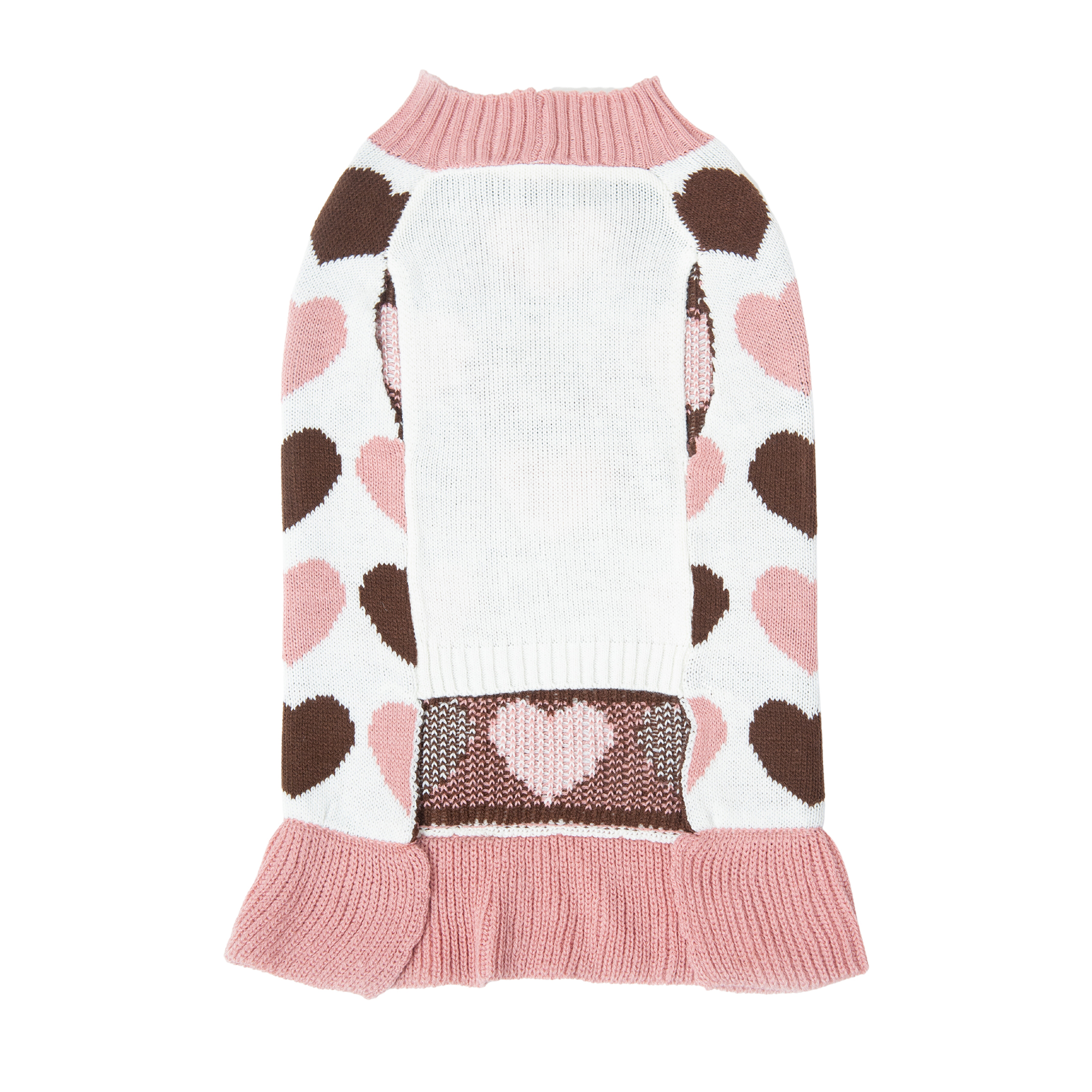 Vibrant Life Winter Dog and Cat Clothes Pink Hearts Sweater, Small