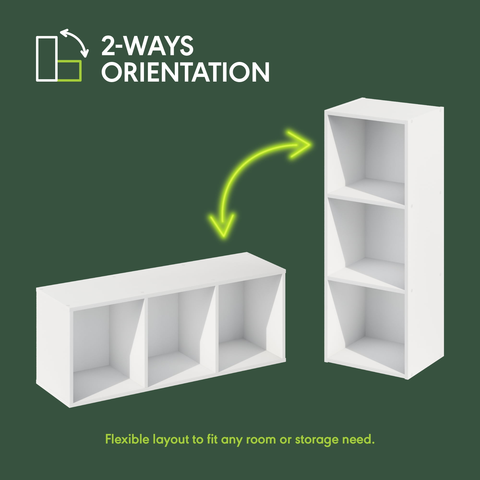 Furinno PASIR Book Shelf, 3-Cube Bookcase, Standing Bookshelf, Open Storage Shelf, Closed Back, Easy Assembly, 9.3 x 12 x 31.5 Inches, for Home Office, Living Room, Plain White