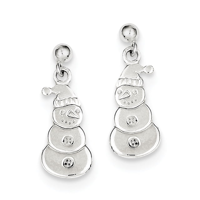 925 Sterling Silver Snowmen Post Drop Dangle Earrings Holiday