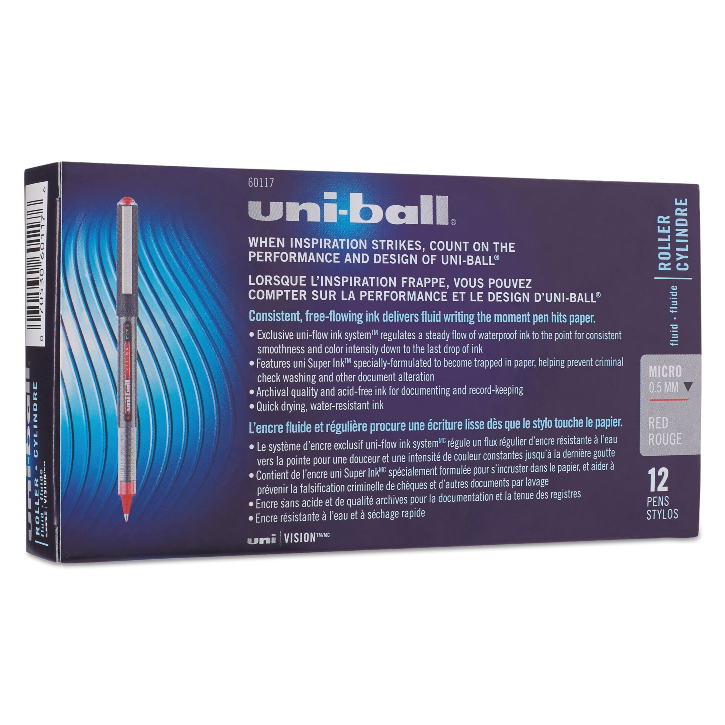 Uni-Ball, UBC60117DZ, Vision Rollerball Pens, 1 Dozen