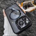 thumbnail image 2 of Luxury Magnetic Shockproof Phone Case For iPhone 16 15 14 13 12 11 Pro Max For Magsafe Funda Stand Glass Lens Protector Cover Blue For iphone14Pro, 2 of 6