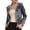 Blue, variant on Denim Jacket for Women Rhinestone Sequins Zip Sleeve Crew Neck Stretch Short Outerwear Casual Lightweight Fall Coat