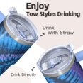 thumbnail image 4 of Insulated 20oz Geometric Textured Tumbler with Handle, Stainless Steel Double Wall Travel Coffee Mug, Leak Proof Straw Lid, 4 of 5