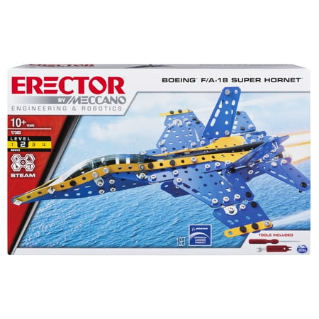 - Erector by Meccano, Boeing F/A-18 Super Hornet STEM Building Set with Foldable Wings, for Ages 10 and Up