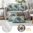thumbnail image 6 of Teal Sea Turtle Coastal Outdoor Waterproof Pillow Covers, Vintage Summer Beach Seaweed Decorative Square Throw Pillowcase Sofa Cushion Sham for Patio/Couch/Chair, 16"x16" 2 Pack, 6 of 8