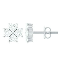 Rosec Jewels Moissanite Cluster Floral Stud Earrings for Women - D-VS1 Quality, 925 Sterling Silver