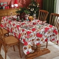 thumbnail image 2 of SASTYBALE Christmas Tablecloth Rectangle,Jacquard Fabric Christmas Table Cloth with Poinsettia Flowers, Spillproof Table Cover for Winter Holiday Dinner Decor, 2 of 7