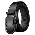 thumbnail image 4 of Cinturón de hebilla automática de cuero sintético negro ajustable para hombre. Estilo B, 4 of 9