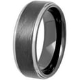 thumbnail image 3 of Brilliance Fine Jewelry Men's Black Two-Tone Tungsten Frozen Finish Step Edge 8MM Wedding Band - Men's Ring, 3 of 5