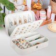 thumbnail image 2 of FOAUUH Travel Jewelry Box, PU Leather Small Jewelry Organizer for Women Girls, Double Layer Portable Mini Travel Case Display Storage Holder Box for Stud Earrings, Rings, Necklaces, Bracelets ( White), 2 of 6