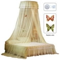 thumbnail image 1 of leyfeng Toldo de cama de cúpula universal, cama de malla fina de entrada única, cortina de encaje de red, estilo princesa, dormitorio, 1 of 8
