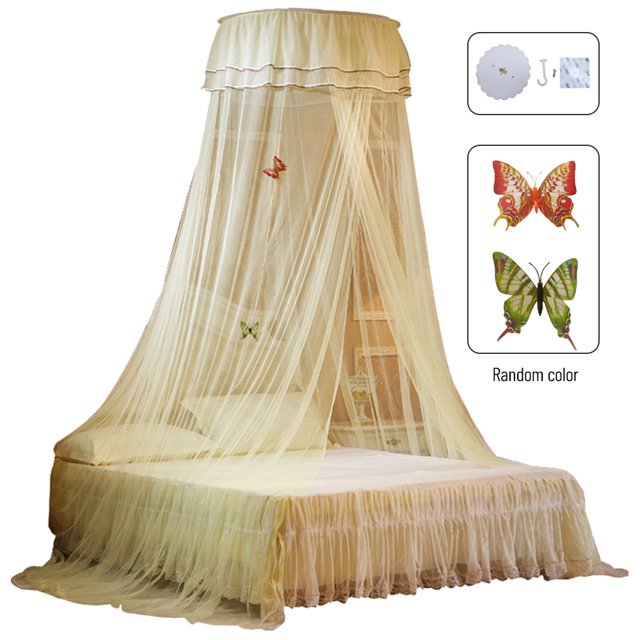 leyfeng Toldo de cama de cúpula universal, cama de malla fina de entrada única, cortina de encaje de red, estilo princesa, dormitorio