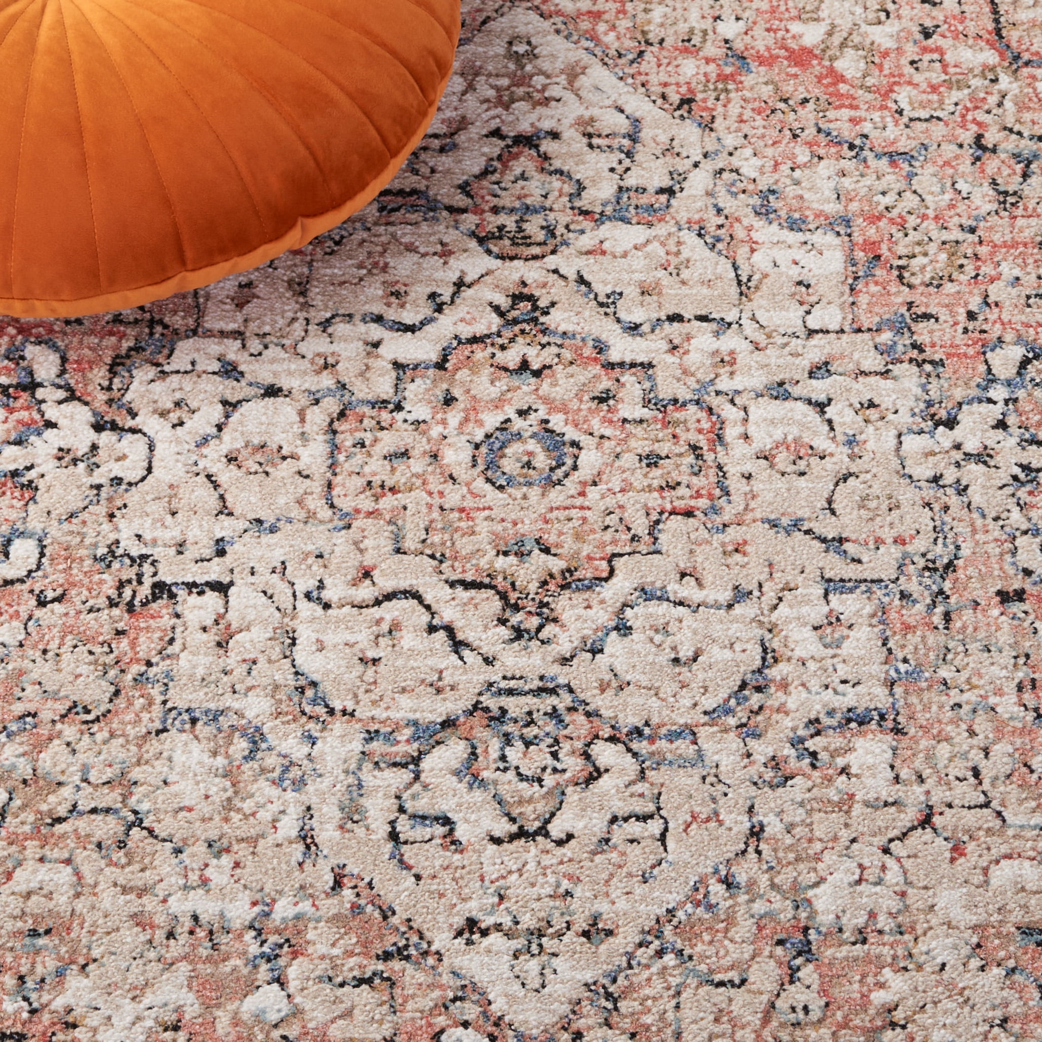 SAFAVIEH Vivaldi Zoolander Medallion Area Rug, Blue/Rust, 6'7" x 6'7" Square