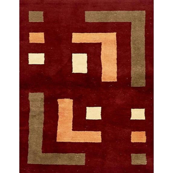 Ahgly Company Indoor Rectangle Abstract Chocolate Brown Abstract Area Rugs, 8' x 10'