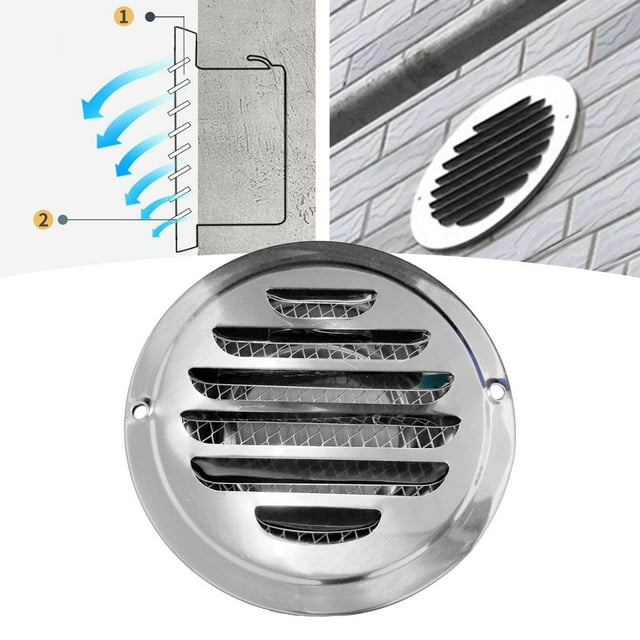 ziyahi Grille à Persiennes Couverture Évent Acier Inoxydable Capot d'Air Conduit Plat Évent Grilles pour Mur de Maison 70mm