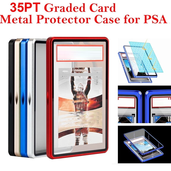 Ryhampaper Magnetic Graded Card PSA Slab Protector, Metal Aluminum Graded Card Case with UV Resistant 35PT for Graded Card Holders Display ( 1PC, Blue)