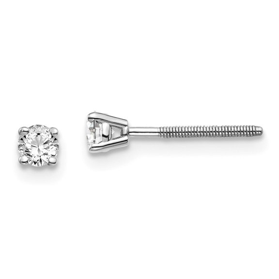 14K White Gold Earring Stud Women'S Diamond Round 3 mm