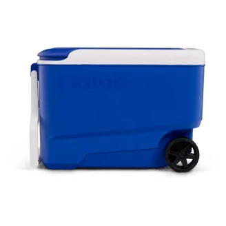Travel5.0 Deluxe Rolling Cooler - Ripstop Nylon With Wheels, Removable Liner & Pockets (Blue)