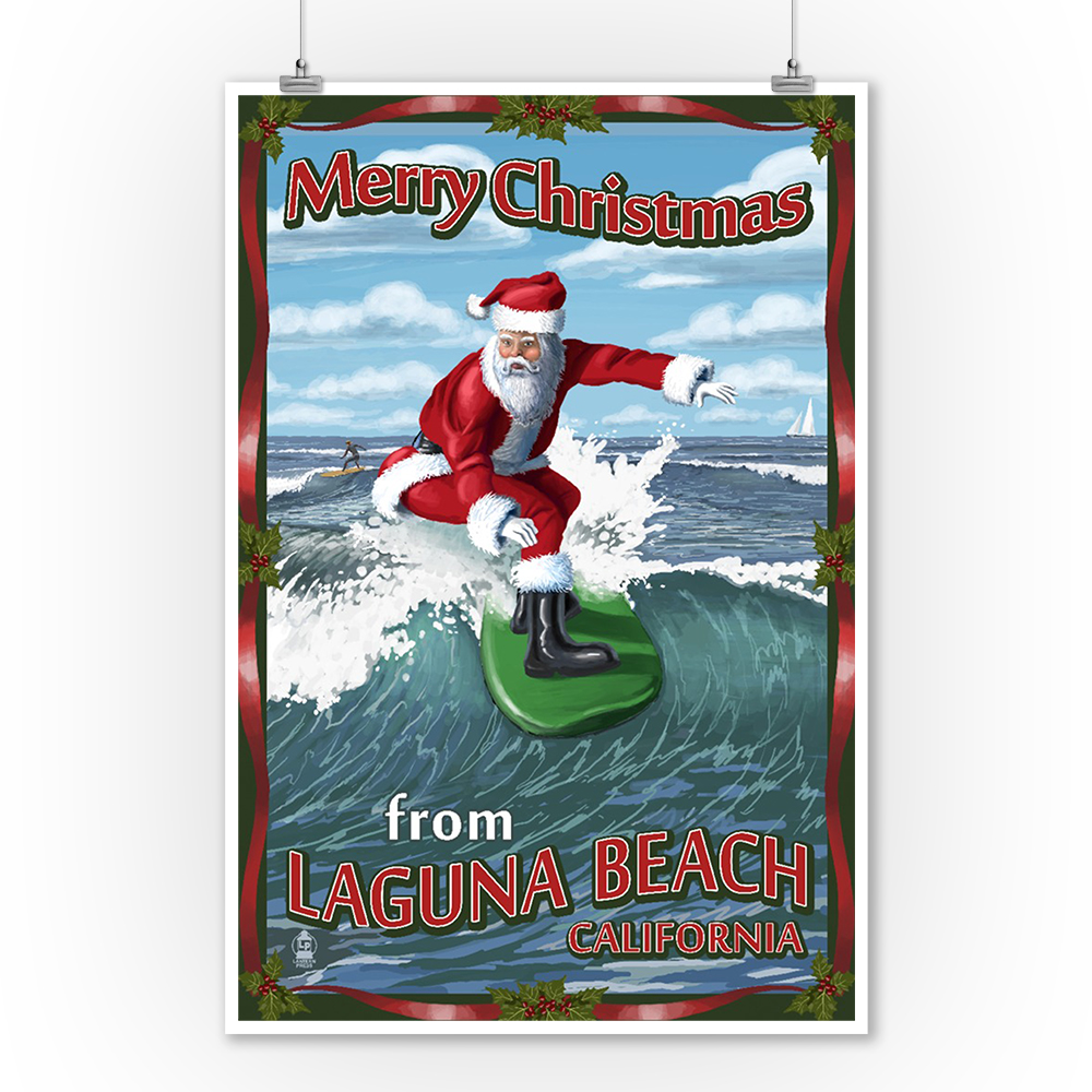 Merry Christmas from Laguna Beach, California Santa Surfing Lantern