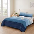 thumbnail image 2 of Twin Quilt Set 68''x86'', Blue Ombre Lightweight Summer Bedspread Coverlet Set with 2 Pillow Shams, Farmhouse Vintage Wooden Striped Breathable All Season Quilt Bedding for Dorm/Bedroom, 2 of 9