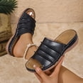 thumbnail image 2 of HomeDM Wedge Sandals for Women Open Toe Slip-On Summer Outdoor Walking Beach Sandals, Black Size 5.5, 2 of 9