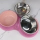 thumbnail image 3 of Double Pet Bowl Bling Bling Rhinestone Cat Dog Food Water Feeder Stainless Steel Dog Bowl Feeding Supplies Pets Accessories ShopWise Round, 3 of 9