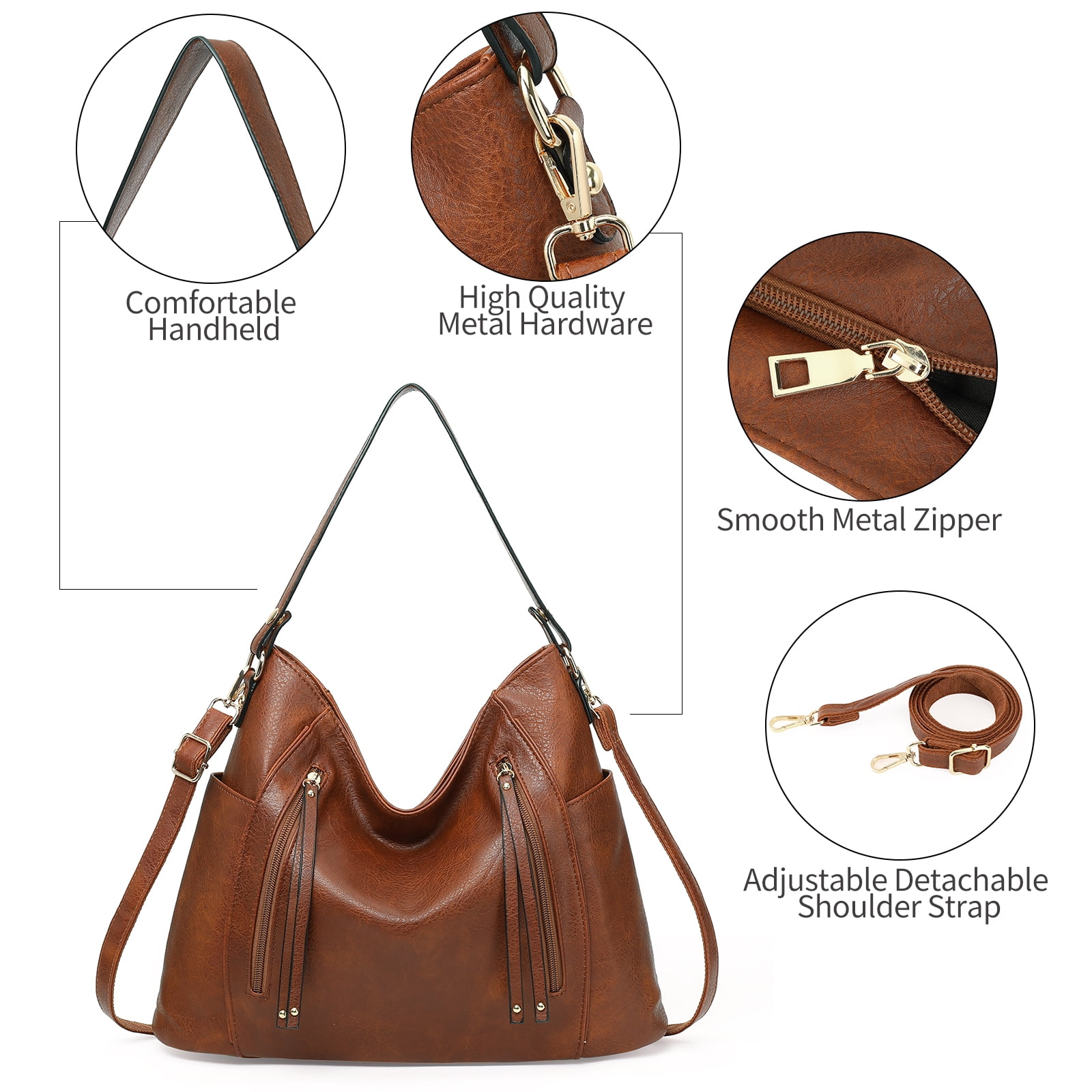 SENDEFN Women Tote Bag PU Leather Handbags Fashion Hobo Shoulder Bags with Adjustable Shoulder Strap And Side Pockets.