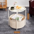 thumbnail image 3 of Mesa Auxiliar Sala, Mesa de Centro para Sala Minimalista con Cesta Almacenamiento Tela, Mesa de Noche para Recamara, Mesita Auxiliar con Bandeja, Mesa Redonda para Balcón, Cafetería y Oficina, 3 of 4