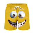 thumbnail image 3 of IWRICH Kids Boys Board Shorts Funny Face Frinted Elastic Drawstring Waist Swim Trunk Summer Casual Beach Bathing Suit,Size 1-14 Years 10-Yellow 160, 3 of 3