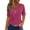 Hot Pink, variant on Fanxing Eyelet Tops Womens Elbow Length Sleeve T Shirts Summer Breathable Dressy V Neck Blouses Hot Pink,S