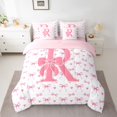 thumbnail image 2 of Homewish Initial Alphabet R Girl 7-Piece Twin Bedding Sets,Kawaii Pink Bowtie Bedding Comforter Set,Dreamy Princess Breathable Sheet Sets,Super Cozy Room Decor,Reversible, 2 of 8