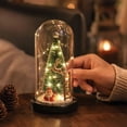 thumbnail image 5 of LED Christmas Tree Cloche Glass Dome 8.66 Inch Santa Claus Display Decorative Bell Jar with Base Lighte up Decoration for Flower Tabletop Centerpiece Home Christmas Party Decor, 5 of 9