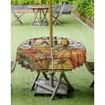 thumbnail image 4 of Fsddascl Hello Fall Outdoor Tablecloth - 54 Inch Round Dining Table Cover, Orange Pumpkins Birds Vintage Thanksgiving Waterproof Outdoor Table Cloth with Umbrella Hole & Zipper for Picnic/Patio, 4 of 7