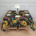thumbnail image 3 of Black Colorful Flower Leaf Sunflower Pattern Square Tablecloth,Waterproof Square Table Cover,Wipeable Spillproof Washable Table Cover for Home Kitchen Party Decor 52"x52"(132x132cm), 3 of 6