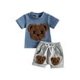 thumbnail image 2 of Toddler Baby Boy Summer Clothes 6M 12M 18M 24M  3Y Kids Short Sleeve Animal Bear T-Shirt Tops Drawstring Shorts Pants Outfits, 2 of 10
