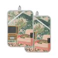 thumbnail image 7 of Yayeee Pot Holders Kitchen Heat Resistant with Pocket 7"x9.8" Cotton Oven Cooking Hot Pads, Pink and Green Cat, 7 of 7