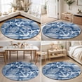 thumbnail image 4 of Round Rugs 3Ft, Navy Blue Anchor Nautical Round Area Rug Washable Indoor Throw Carpet, Coastal Beach Coral Starfish Small Non Slip Circle Rug for Bedroom Living Room Home Decor Aesthetic, 4 of 8