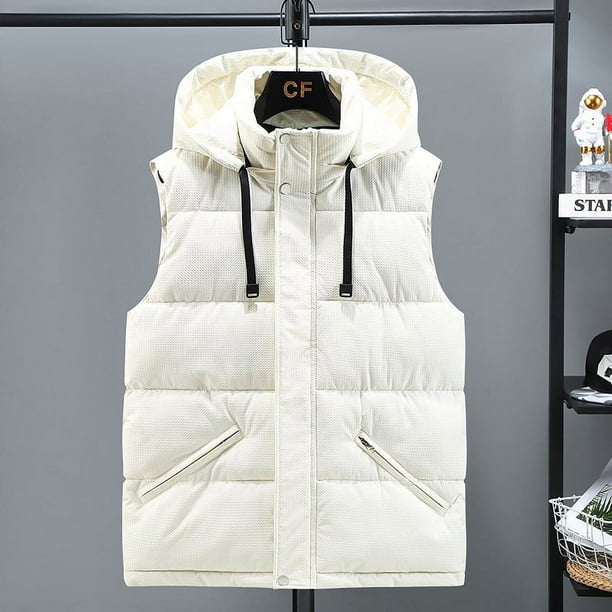 Chaleco de plumas para hombre, otoño e invierno, cálido, de algodón, para uso exterior