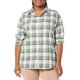 thumbnail image 3 of Amazon Essentials Camisa de franela ligera de manga larga para mujer, corte clásico, cuadros alpinos, color crudo/verde, talla S, 3 of 4