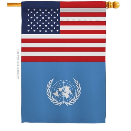 28 x 40 in. United Nations USA Friendship Association Organization Vertical House Flag with Double-Sided Decorative Banner Garden Yard Gift