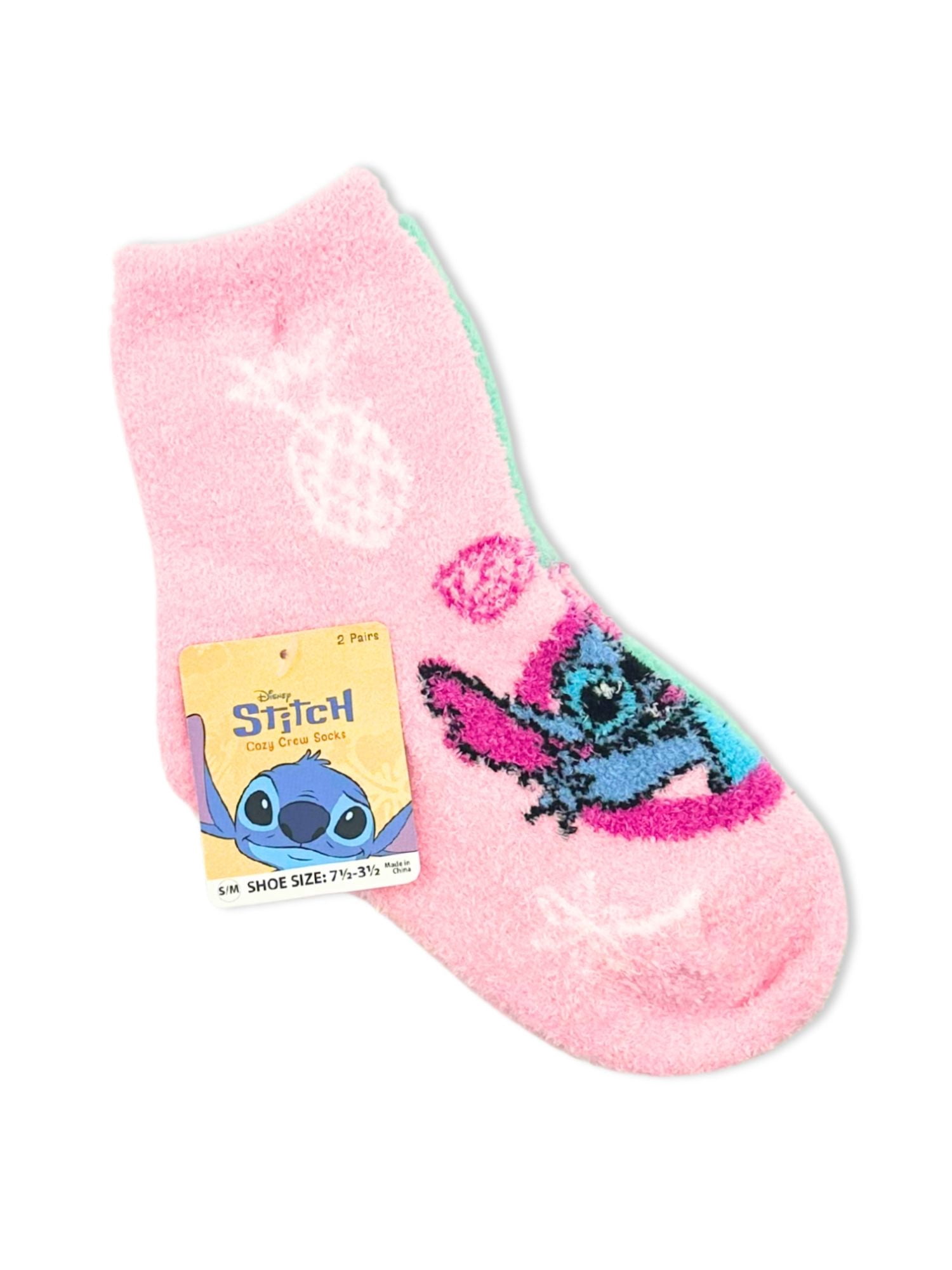 Disney Stitch Girls Cozy Socks, 2-Pack, Sizes S/M-M/L