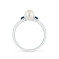 thumbnail image 2 of ANGARA Freshwater Cultured Pearl & Blue Sapphire Engagement Ring in 14K White Gold for Women | June Birthstone, Birthday, Anniversary, Jewelry Gift for Women | Pearl Ring, 2 of 8