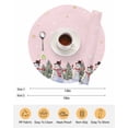 thumbnail image 6 of 15 Inch Round Placemats Set of 4, Pink Christmas Snowman Non Slip Heat Insulation PP Table Mats, Winter Xmas Tree Snowflakes Washable Place Mats for Kitchen Dining Party Table Decor, 6 of 7