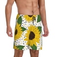 thumbnail image 2 of Gaeub Sunflowers Print Men's Short Pajama Pants, Sleep Shorts, Household Pants, Casual Pants with Pockets-Small, 2 of 6
